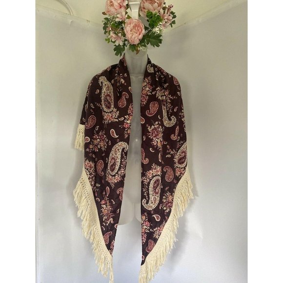 VTG Boho Oversized 38" X 26" Shawl Scarf Wrap - Picture 8 of 12